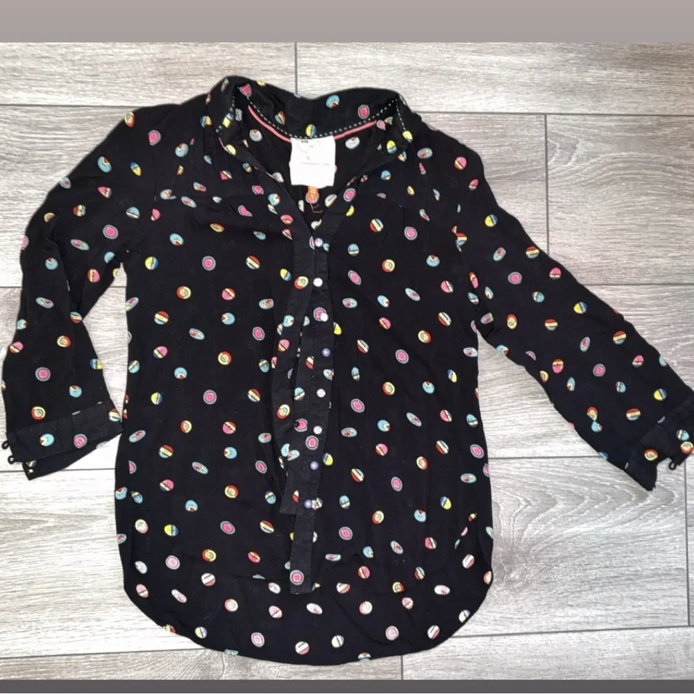 13 Of 52 Conversations Anthropologie Size 0 Small Button Blouse Multicolor